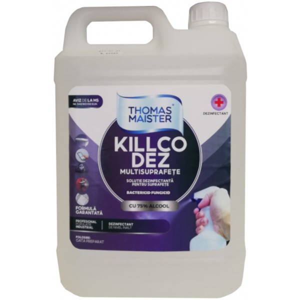 Solutie dezinfectanta pentru suprafete, KillcoDez, 75% alcool, 5 litri