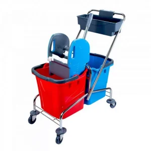 Găleată cu 2 comp , storcător Profesional, cadru cromat 2x25 L
