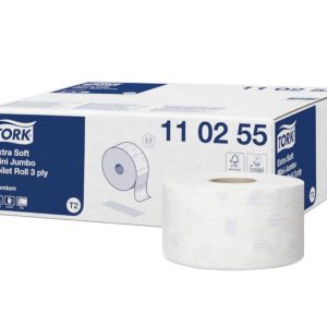 Hârtie igienică Tork Premium 110255 mini jumbo T2, alb, 3 straturi, 120m, 12role/bax