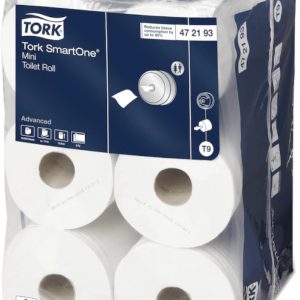 Hârtie igienică Tork 472193, SmartOne Mini T9, 2 straturi, 112m, culoarea alb, 12 bucati/bax