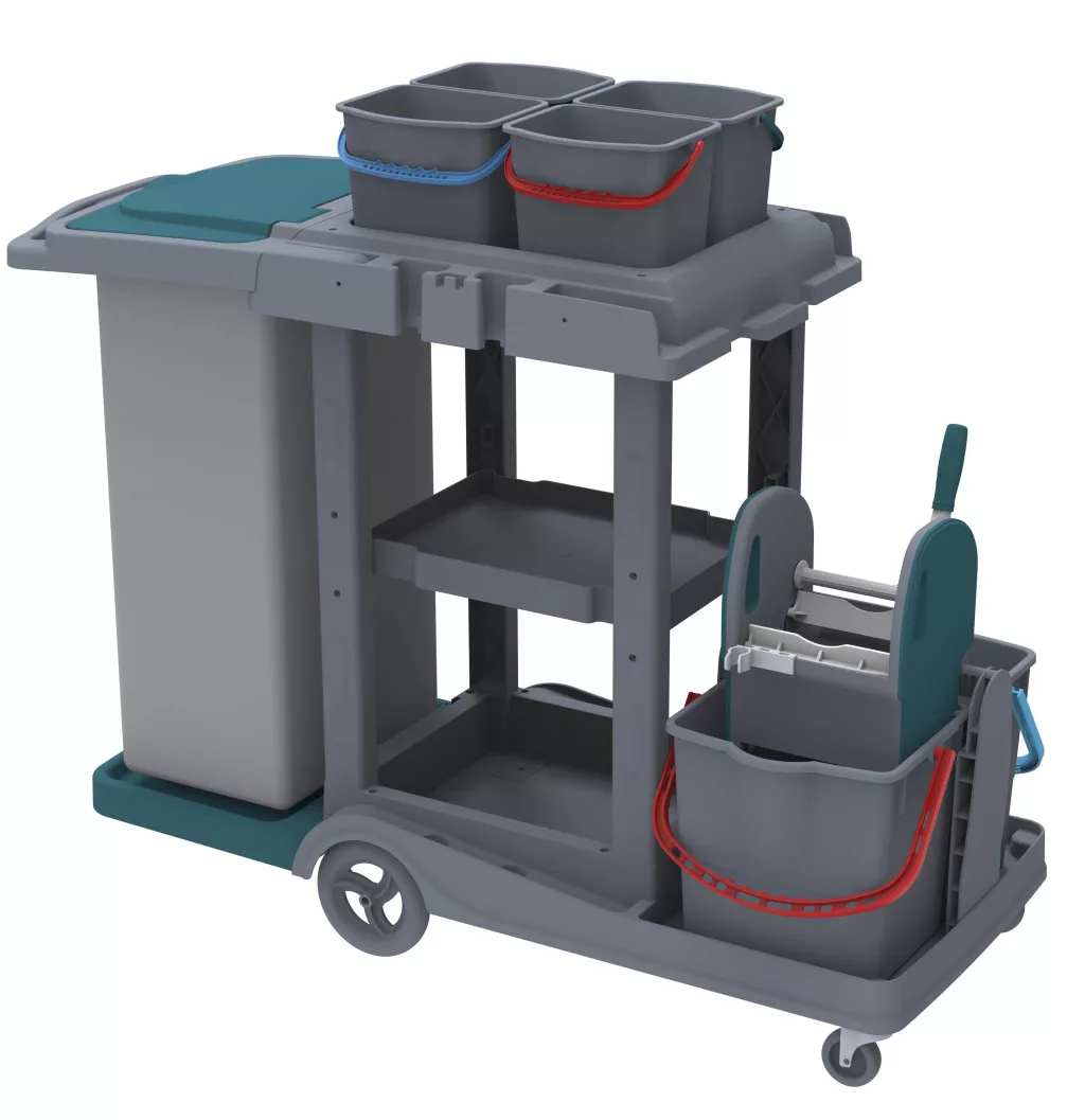 Cărucior de curățenie din plastic Herkules Classic, cu găleți 2x18L + 4x5L