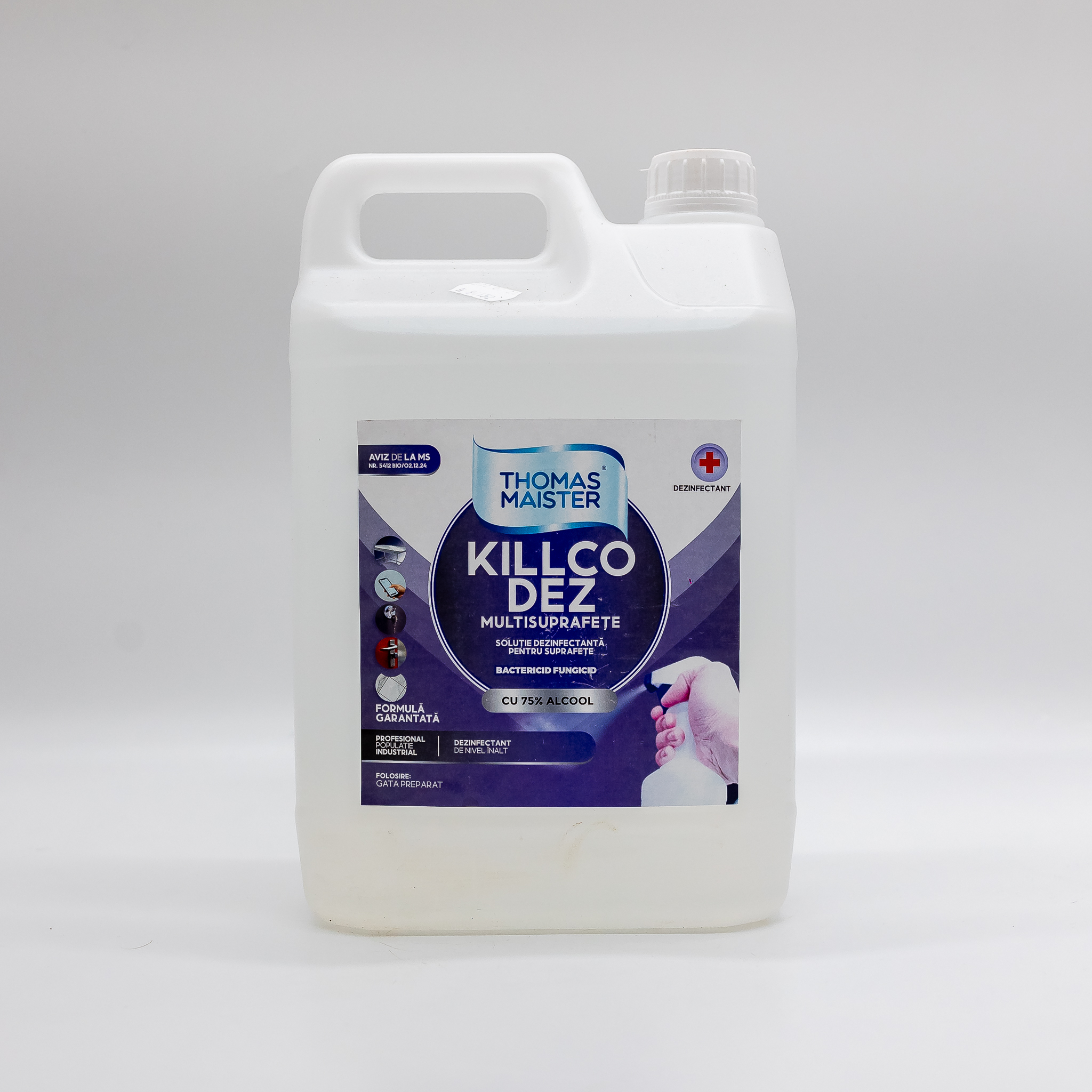 Dezinfectant suprafețe KillcoDez, 75% alcool, 5L